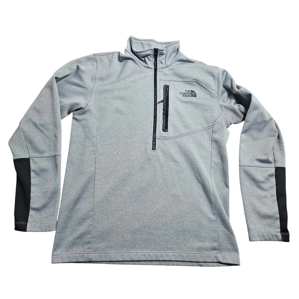 The North Face Quarter Zip Pullover Mens Medium Grey 1/4 Zip Activewear T164 *